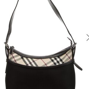 Burberry Black and Cream Check Shoulder Bag